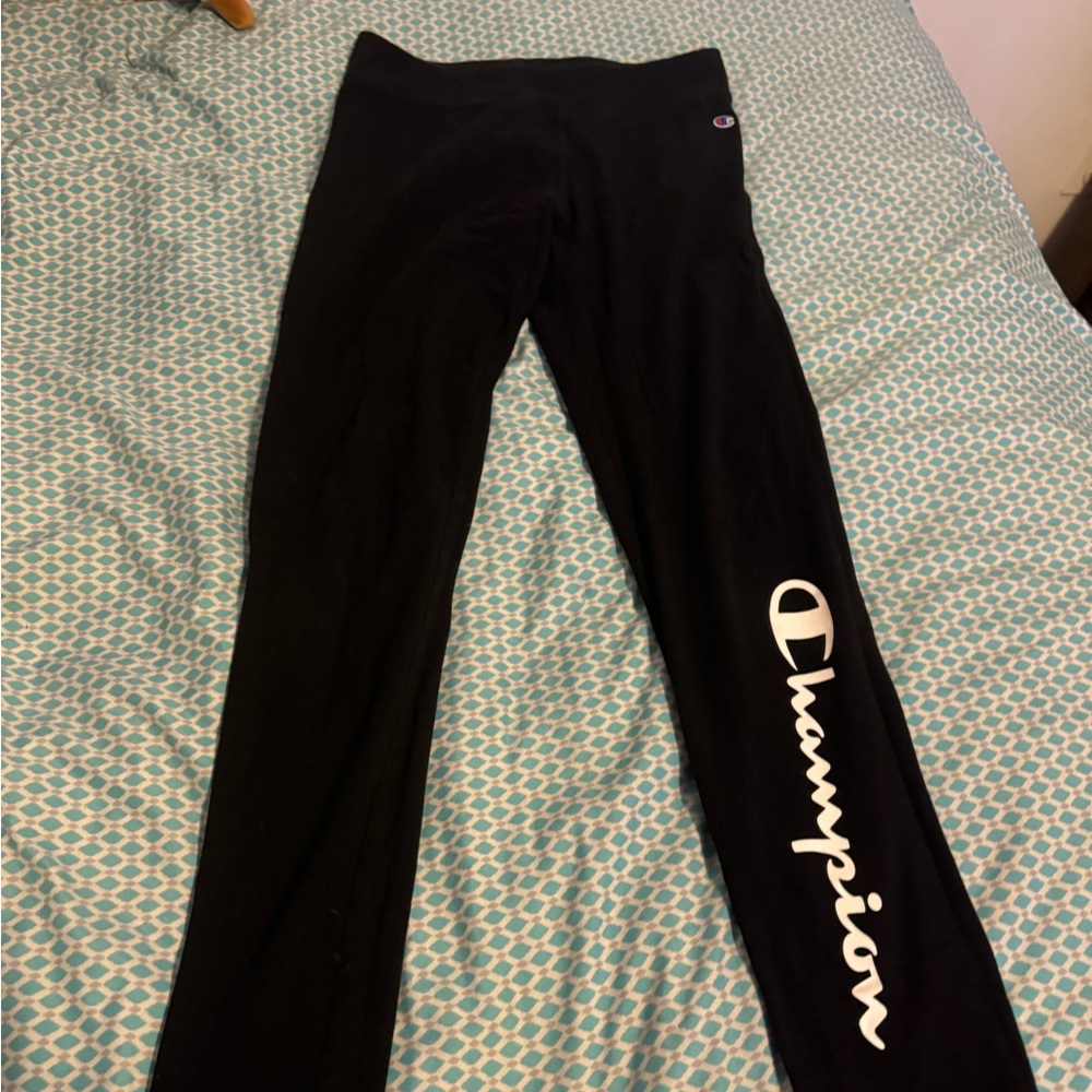 Champion Kids Black Leggings with White Logo